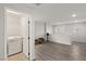 Convenient laundry room with washer and dryer, and shelving at 104 Masserta Ct, Las Vegas, NV 89183