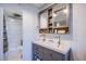 Modern bathroom with double vanity and shower at 3930 University Center Dr # 307, Las Vegas, NV 89119