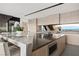 Contemporary kitchen features marble island and city views at 705 Dragon Peak Dr, Henderson, NV 89012