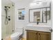 Modern bathroom with walk-in shower and vanity at 7840 Thunder Echo St, Las Vegas, NV 89131