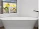 Relaxing bathroom with a free-standing bathtub and a view of the backyard at 7840 Thunder Echo St, Las Vegas, NV 89131
