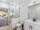 Elegant bathroom with a walk-in shower and vanity at 7840 Thunder Echo St, Las Vegas, NV 89131