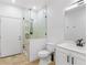 Elegant bathroom with a walk-in shower and vanity at 7840 Thunder Echo St, Las Vegas, NV 89131