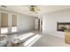 Bright bedroom with fireplace and access to backyard at 869 Ashford Way, Henderson, NV 89015