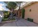 Front entry with mature tree and pergola at 2011 Plaza De Cielo, Las Vegas, NV 89102