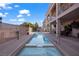 Long lap pool and spa with mountain view at 888 Ironwood Dr, Mesquite, NV 89027