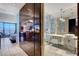 Modern bathroom with marble finishes and double vanity at 4381 W Flamingo Rd # 3309, Las Vegas, NV 89103