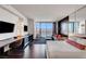 Modern bedroom with city views and comfortable bed at 4381 W Flamingo Rd # 3309, Las Vegas, NV 89103