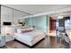 Modern bedroom with a large bed and city view at 4381 W Flamingo Rd # 3309, Las Vegas, NV 89103