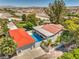 Aerial view showcasing house, pool, and expansive grounds at 875 Cooper St, Overton, NV 89040