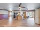 Kitchen with island, wood cabinets, and wood flooring at 875 Cooper St, Overton, NV 89040