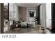 Modern bedroom with large windows and neutral tones at 924 S First St # 510, Las Vegas, NV 89101