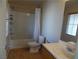 Clean bathroom with tub shower, toilet and vanity at 1158 Safari Creek Dr, Henderson, NV 89002