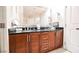 Elegant bathroom with double vanity, soaking tub, and separate shower at 135 E Harmon Ave # 3416, Las Vegas, NV 89109
