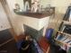 Brick fireplace with dark wood mantel in living room at 4111 Sanderling Cir # 354, Las Vegas, NV 89103
