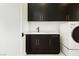 Clean laundry room with dark cabinetry and a new sink at 818 Meyer May St, Las Vegas, NV 89138