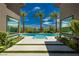 Luxury pool with palm trees and modern architecture at 818 Meyer May St, Las Vegas, NV 89138