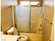 Bathroom with a shower/tub combo and updated vanity at 118 Queenswreath Dr, North Las Vegas, NV 89031