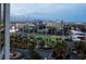 Aerial view of resort and cityscape at night at 145 E Harmon Ave # 2002, Las Vegas, NV 89109