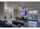 Spacious living room with city views and comfy sofas at 150 Las Vegas Blvd # 907, Las Vegas, NV 89101