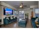 Spacious living room with city views and comfy sofas at 150 Las Vegas Blvd # 907, Las Vegas, NV 89101