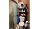 Bathroom with shower, toilet, and storage at 2180 Palora Ave, Las Vegas, NV 89169