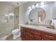 Bathroom with granite vanity and shower at 2374 Thayer Ave, Henderson, NV 89074