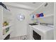 Convenient laundry room with washer, dryer and storage shelves at 513 Rafkin Pl, Henderson, NV 89052