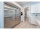 Stainless steel refrigerator and built-in microwave in kitchen at 5260 Brayden Ct, Las Vegas, NV 89131