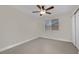 Bedroom with double door closet and ceiling fan at 6436 Whippoorwill Way, Las Vegas, NV 89103