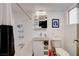 Clean bathroom, featuring a shower/tub combo and updated vanity at 1558 Aztec Way, Las Vegas, NV 89169