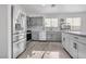 Modern kitchen with stainless steel appliances and gray cabinets at 2419 Country Valley Ct, North Las Vegas, NV 89030