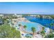 Expansive aerial view of the community pool and lakefront at 2521 Seascape Dr, Las Vegas, NV 89128