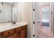 Simple bathroom with a single sink and plenty of storage at 2837 Josephine Dr, Henderson, NV 89044