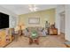 Living room with neutral colored couch and wood coffee table at 301 Salinas Dr, Henderson, NV 89014