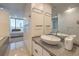 Modern bathroom with a floating sink and vanity at 3726 Las Vegas Blvd # 1002, Las Vegas, NV 89158