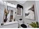 Stylish bathroom featuring a gray wall and white vanity at 724 Last Dance Pl, Henderson, NV 89011