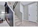 Modern stairwell with built-in fireplace and media niche at 724 Last Dance Pl, Henderson, NV 89011