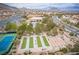 Aerial view of community bocce ball courts at 9520 Sundial Dr, Las Vegas, NV 89134