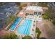 Aerial view of community swimming pool and spa at 9520 Sundial Dr, Las Vegas, NV 89134