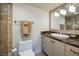 Elegant bathroom with marble vanity, large mirror, and shower at 3111 Bel Air Dr # 20H, Las Vegas, NV 89109