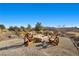 Rustic fire pit with wooden chairs, perfect for gatherings at 421 Foxhall Rd, Henderson, NV 89002