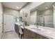 Double vanity bathroom with a large shower at 4884 E Cactus Canyon Dr, Pahrump, NV 89061