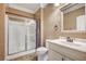 Clean bathroom with shower/tub combo, toilet and vanity at 6336 Fence Post St, Las Vegas, NV 89148
