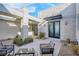 Inviting courtyard with stone walls and modern furniture at 11903 Sandstone Arch Dr, Las Vegas, NV 89138