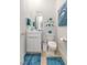 Clean bathroom with white vanity, toilet and teal accents at 210 Bella Noche St, Las Vegas, NV 89138