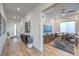 Home office with wood floors, modern desk, and window at 210 Bella Noche St, Las Vegas, NV 89138