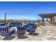 Comfortable outdoor patio furniture perfect for enjoying scenic views and outdoor entertaining under string lights at 3 Pine Hollow Dr, Henderson, NV 89052