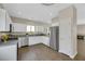 Modern kitchen featuring stainless steel appliances and white cabinets at 5912 Royal Castle Ln, Las Vegas, NV 89130