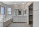 Elegant bathroom with double vanity, soaking tub and separate shower at 712 Rogue Wave St, Las Vegas, NV 89138